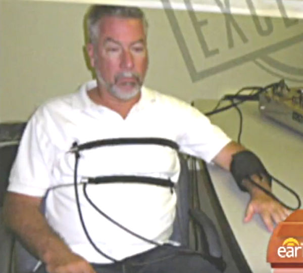 screenshot of Drew Peterson connected to life detector for Drew Peterson Exposed.